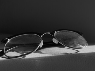 glasses on black background