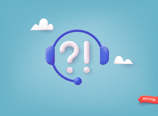 Call center, online customer support. Contact Us Customer Service For Personal Assistant Service, Person Advisor and Social Media Network. 3D Web Vector Illustrations.