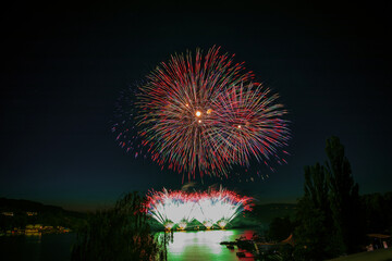 Fireworks above the water surface