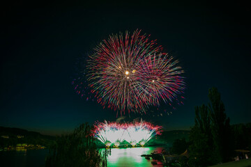 Fireworks above the water surface