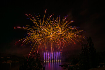 Fireworks above the water surface