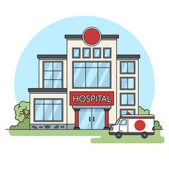Obraz premium hospital building schematic raster illustration. Medical science educational illustration