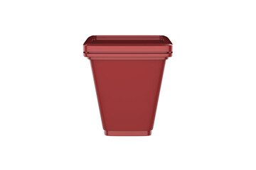 square plastic box container with cap packaging for cheese,sauce,snack isolated on white background. 3d illustration