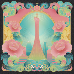 Guangzhou national tide illustration