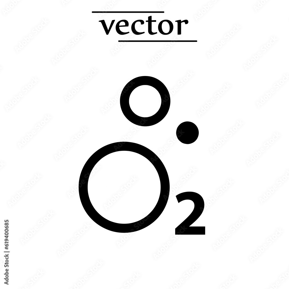 Poster oxygen o2 icon, vector design flat illustration on white background..eps