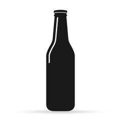 Beer bottle icon or logo. Alcohol drink symbol. Vector illustration.