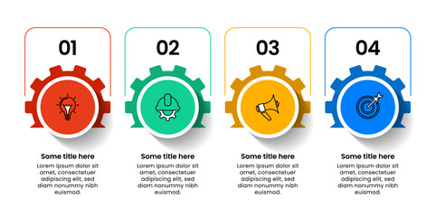 Infographic template. 4 gear in a row with icons