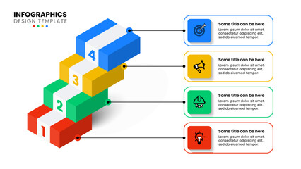 Infographic template. Isometric stairs with 4 steps and numbers