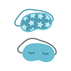 Set of sleeping masks in cartoon flat style. Vector eye mask. Night relax accessory.