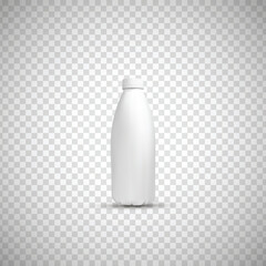 Vector Realistic 3d Black, White And Silver Empty Glossy Metal Water Bottle With Black Bung Icon Set Closeup On Transparency Grid Background. Design Template Of Packaging Mockup For Graphics. Front.