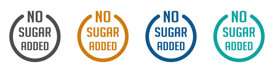 No sugar added vector badges set. No sugar added vector icons