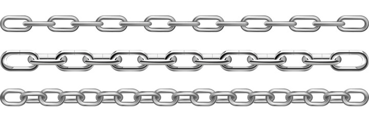 Realistic chain link collection. Set of metal chain link