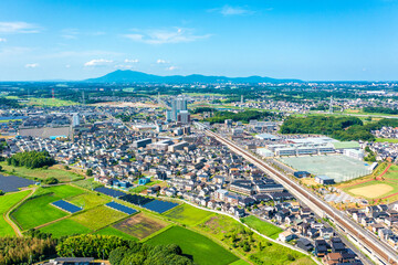 みどりの駅周辺のつくば市内の街並み（茨城県）