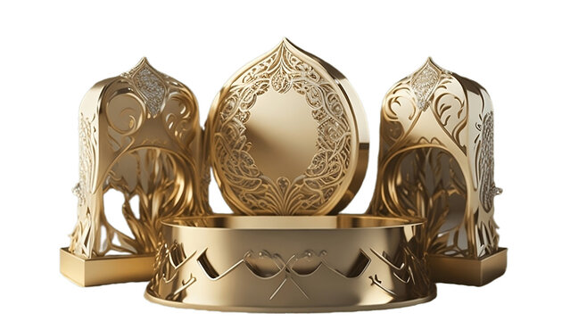 Podium Glory and Elegance: Majestic Royal Crown on White Background golden, luxury, princess, nobility, royalty, background, shiny, monarchy, rich, symbol, 3d, monarch, jewelry, coronation