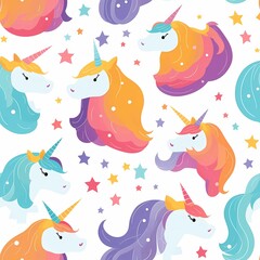 Fototapeta na wymiar AI generated background with magical unicorns surrounded by stars