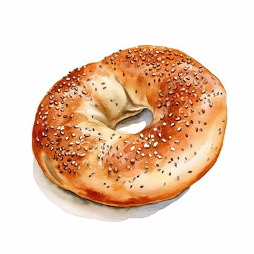 AI generated illustration of a freshly-baked bagel with a sprinkle of sesame seeds