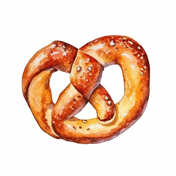 AI generated illustration of a freshly-baked pretzel sprinkled with sea salt for additional flavor
