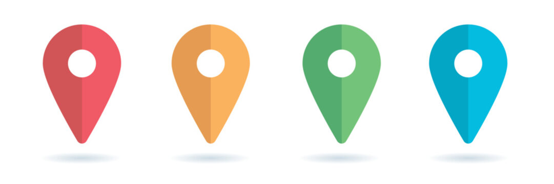Set color maping pin location 3d vector icons