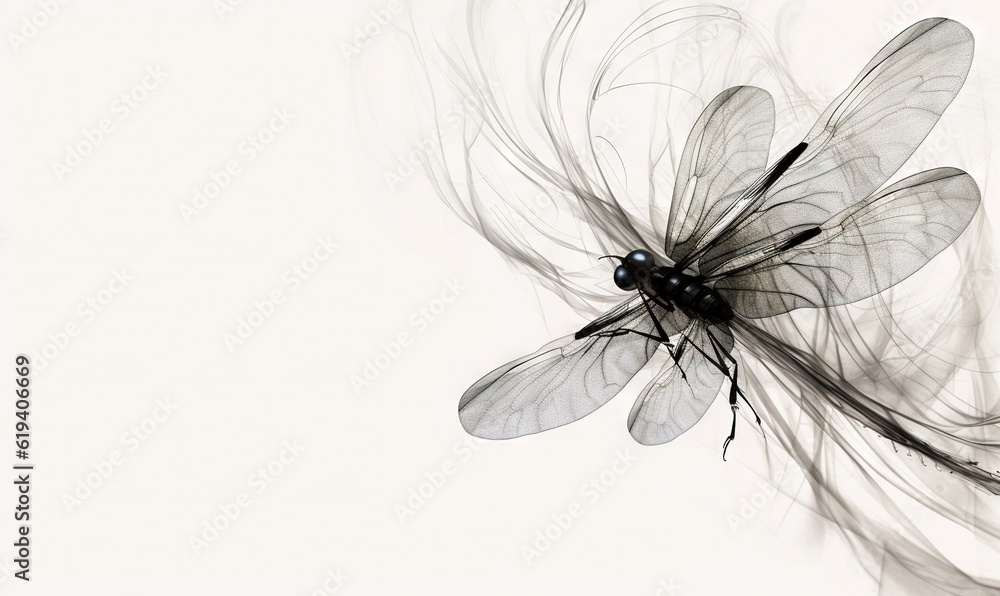 Poster a black and white photo of a flower with a bug on it. generative ai