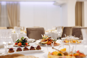 Banquet serving of the festive table