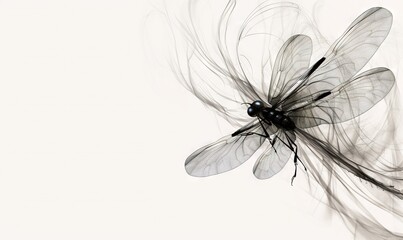  a black and white photo of a flower with a bug on it.  generative ai