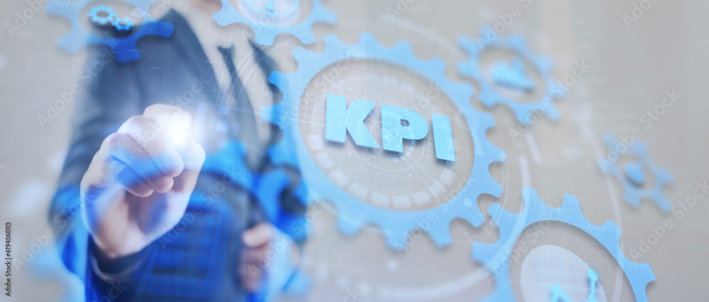 Poster kpi. key performance indicator. business technology internet and network concept. background data ce