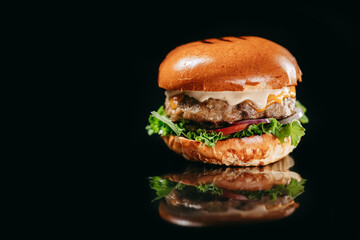 Firm Burger on a black background