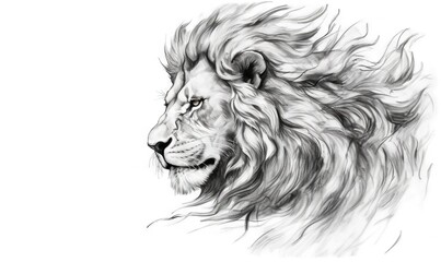  a drawing of a lion's head with long hair.  generative ai