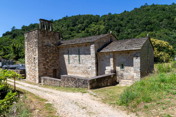 Fototapeta na wymiar Romanesque church of Santo Estevo de Atán (12th-13th centuries). Ribeira Sacra, Lugo, Spain.