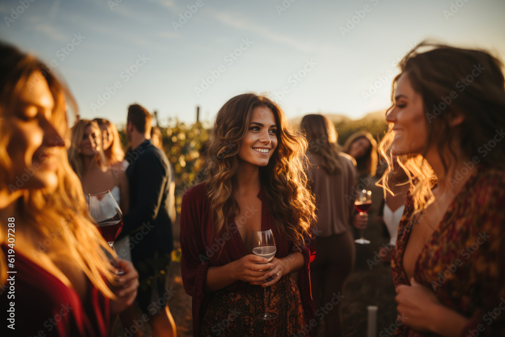 Wall mural woman with a glass of wine