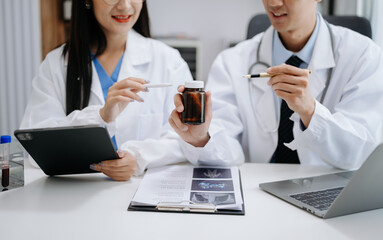 Meeting team of doctor and medical staff Consultation about the treatment of heart disease,...
