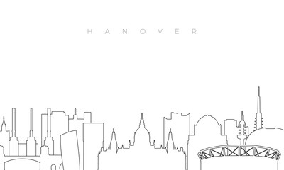 Obraz premium Outline Hanover skyline. Trendy template with Hanover buildings and landmarks in line style. Stock vector design.