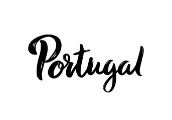 Fototapeta na wymiar Portugal Lettering. Handwritten Country name. Vector design template.