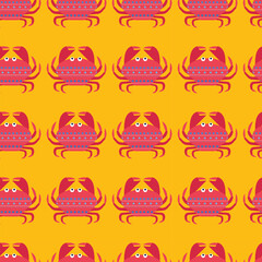 Pattern on a marine theme with crab, ornament.