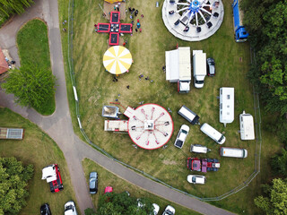 High Angle Footage of Public Funfair Held at Wardown Public Park of Luton with Free Access for...