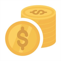 Stack of golden dollar coins isolated on white background. Vector illustration.
Coins emoji, emoticons or smile. Emotional icons and signs