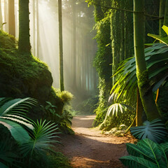 tropical forest with trees