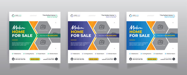 Real estate business promotion social media post and web banner template