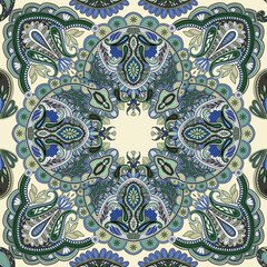 Seamless pattern tile with mandalas. Vintage decorative elements. Folk pattern. Mandala. Hand drawn background. Islam, Arabic, Indian, ottoman motifs. Perfect for printing on fabric or paper.