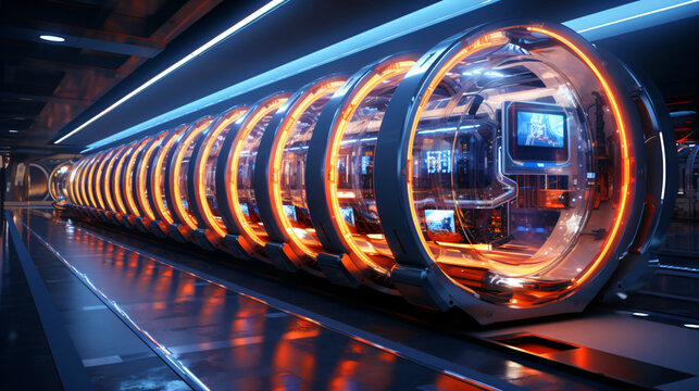 futuristic supercomputer technology concept, particle accelerator, generative ai