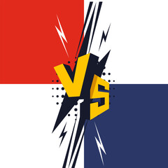 Fototapeta na wymiar Versus banner. VS. Game battle separation of two color, red and blue. Vector illustration template, background and poster.