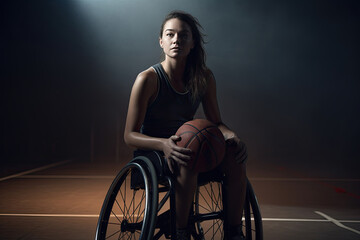 Obraz na płótnie Canvas Professional basketball player in a wheelchair. AI generative