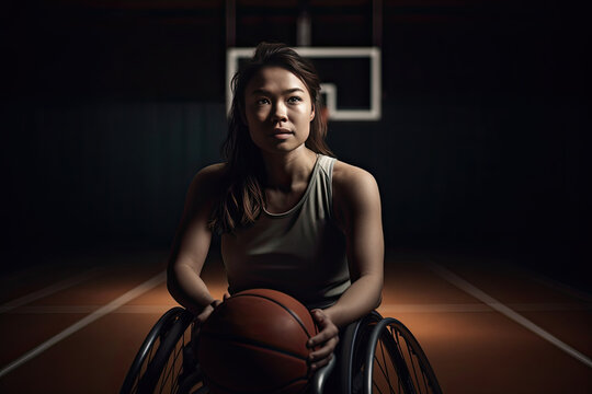 Professional basketball player in a wheelchair. AI generative