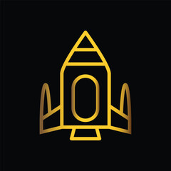 gold rocket, icon, template, vector, flat, logo, trendy, collection
