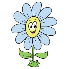 Cheerful smiling flower illustration on white background