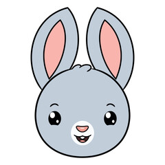 Cute little bunny head on white background