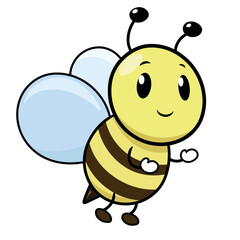 Cute bee flat style icon vector illustration