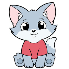 Cute little kitten sitting on white background