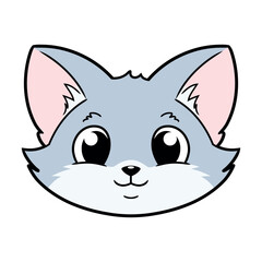 Cute little kitten head on white background