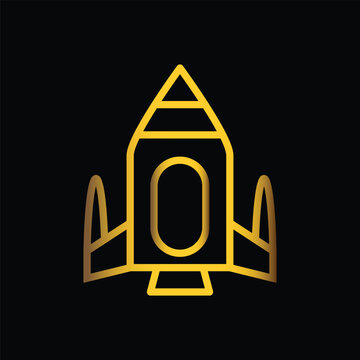 gold rocket, icon, template, vector, flat, logo, trendy, collection
